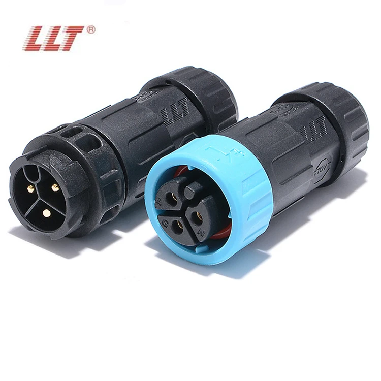 LLT M19 Cable Connector Waterproof IP68 20A Electrical Wire Sealed Retardant 3pin LED Light Wire Plug thumbnail