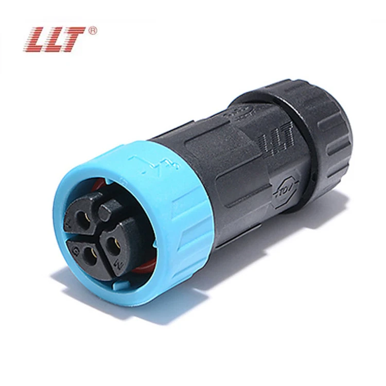 LLT M19 Cable Connector Waterproof IP68 20A Electrical Wire Sealed Retardant 3pin LED Light Wire Plug detail 5