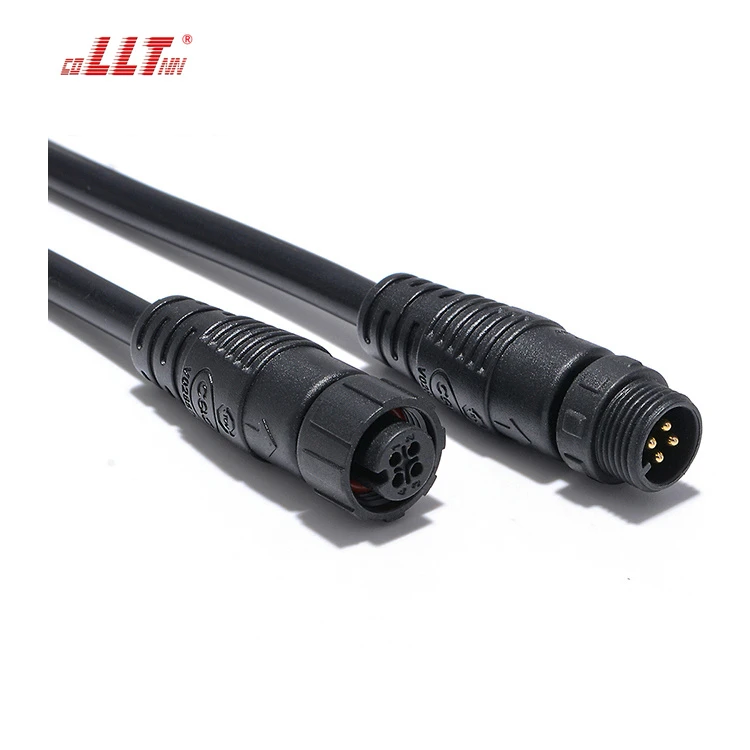 LLT M12 4 Pin Screw Type Waterproof Male Female Circular Cable Connectors thumbnail