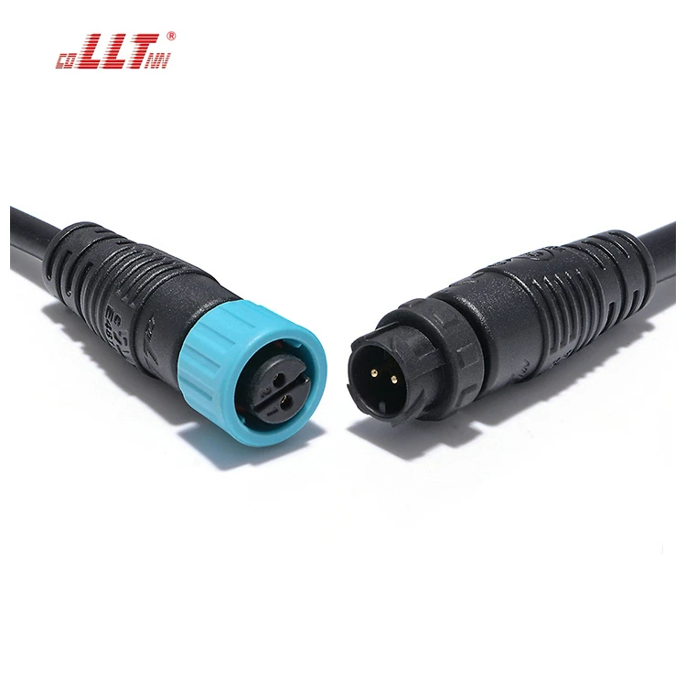 LLT M12 Push Lock Overmolded Cable 12V 2 Pin Male And Female Connectors Nylon Shell For Outdoor Light thumbnail