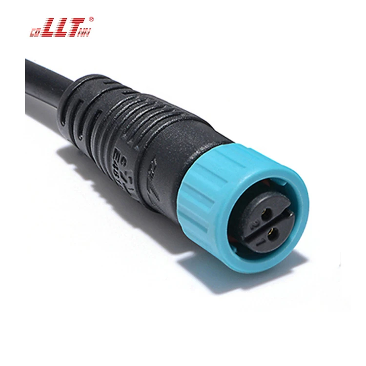 LLT M12 Push Lock Overmolded Cable 12V 2 Pin Male And Female Connectors Nylon Shell For Outdoor Light detail 3