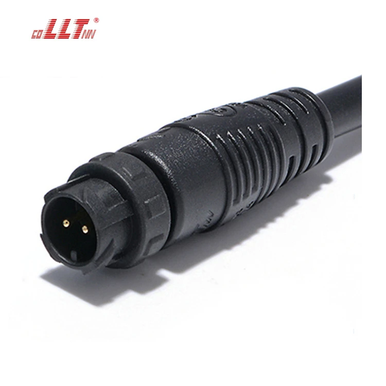 LLT M12 Push Lock Overmolded Cable 12V 2 Pin Male And Female Connectors Nylon Shell For Outdoor Light detail 4