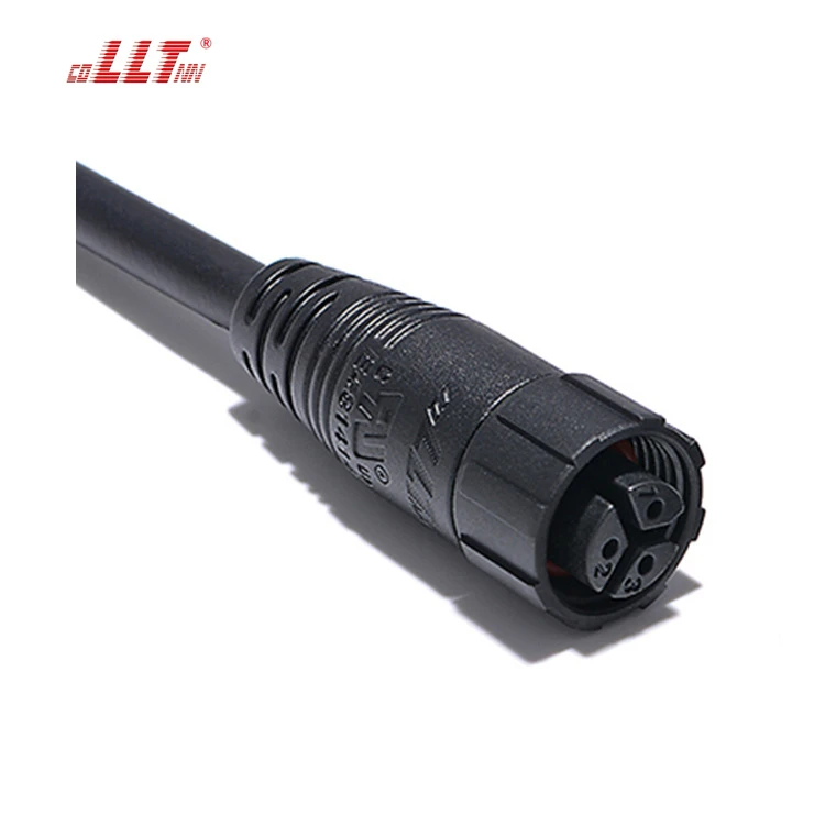 LLT M16 300V 15A 3 Pin Waterproof Cable Connector Male Female Over Molding With Screw Locking detail 3