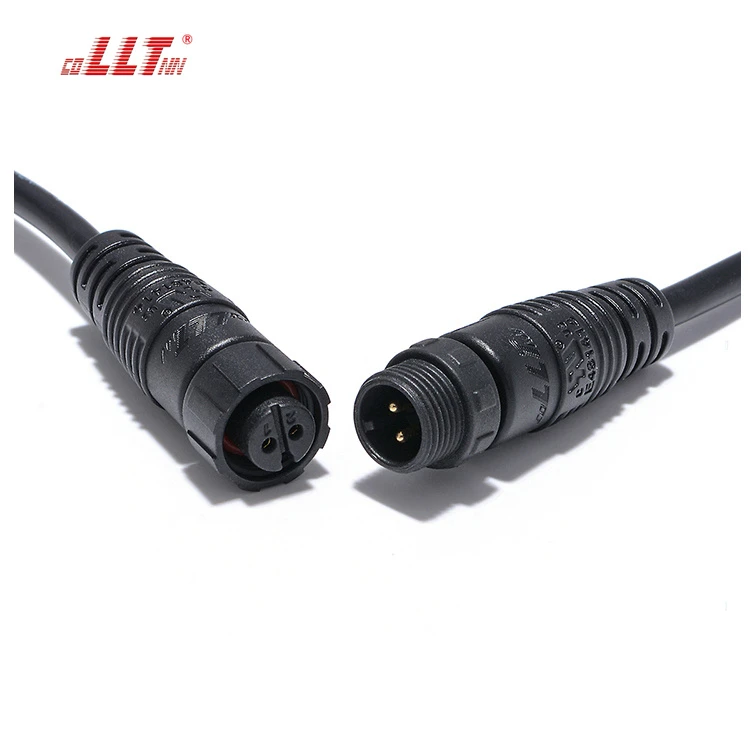 LLT M12 2 Pin Waterproof Male Female Connector IP68 Circular Plastic Connectors For Lighting detail 2