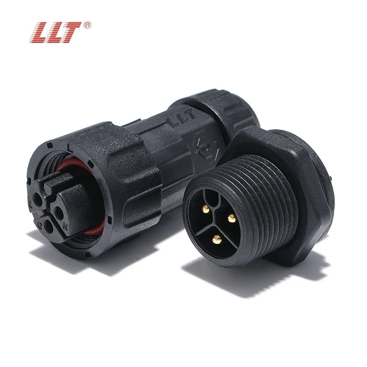 LLT IP68 Waterproof 3 Pin Front Wire To Board 20A Circular Connectors For LED Display thumbnail