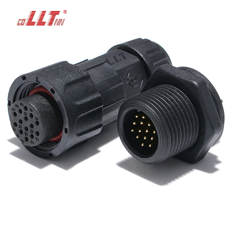 LLT M19 Panel Type Waterproof Data Connector IP67 5A 14 Pin Male Female Plug With Socket thumbnail