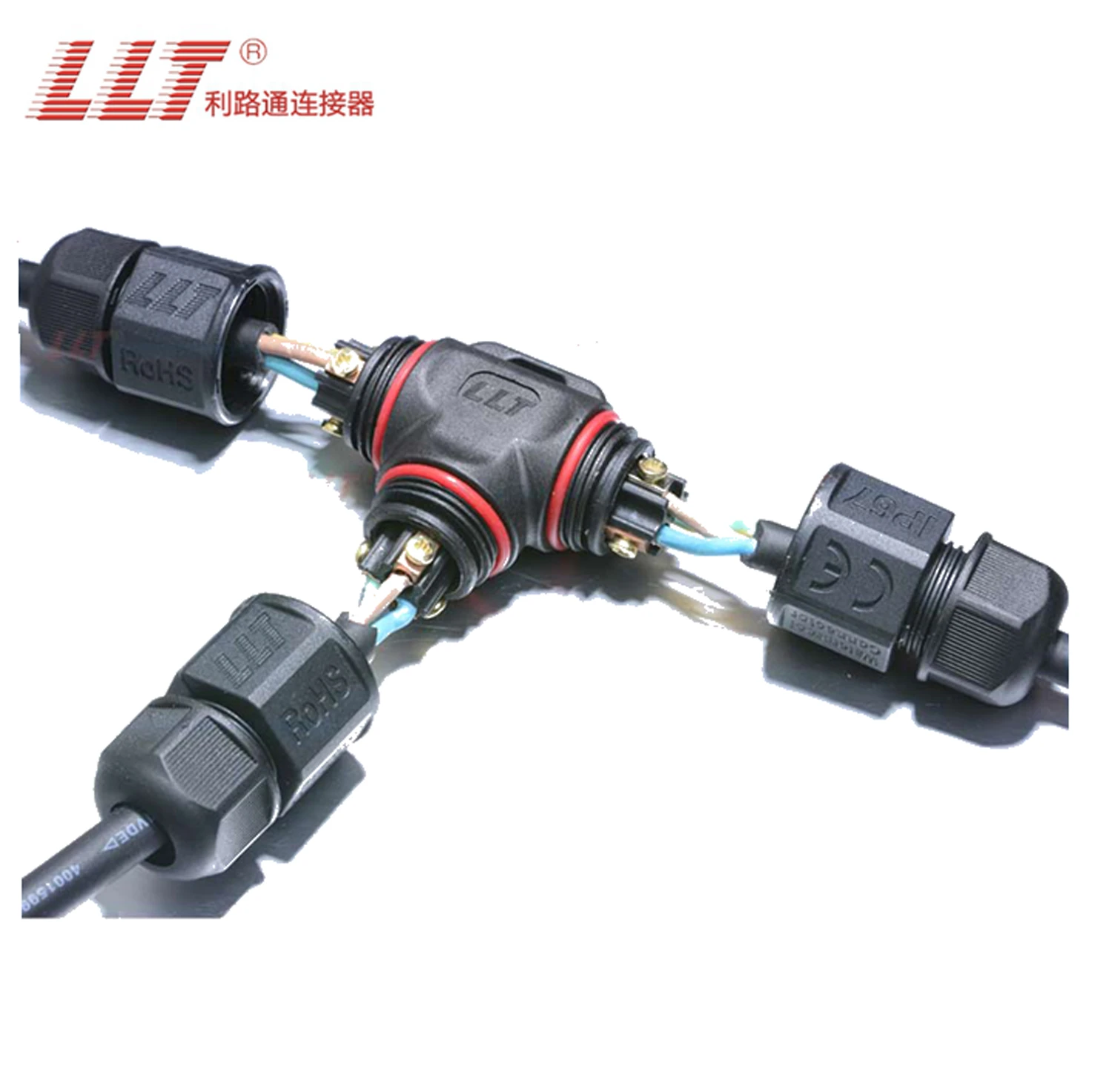 Ip68 Circular 3pin L20 T Shape 3way Led Power Electrical Screw Wire Connector detail 2