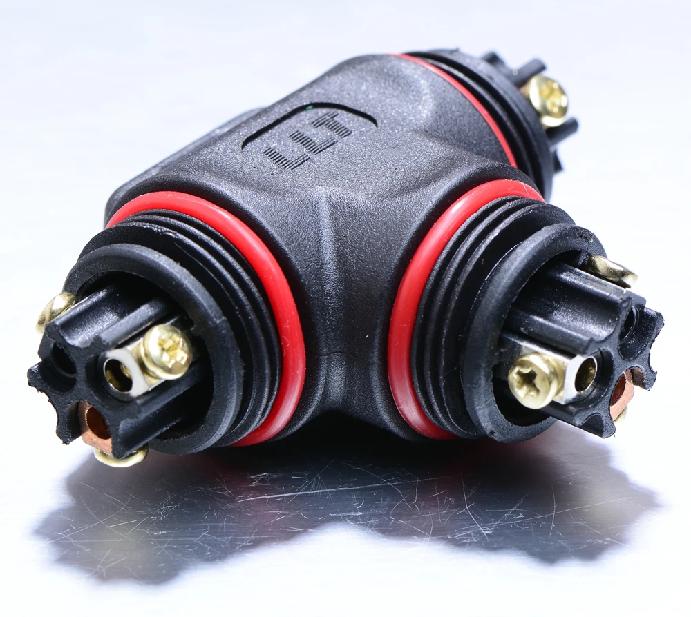 Ip68 Circular 3pin L20 T Shape 3way Led Power Electrical Screw Wire Connector detail 4