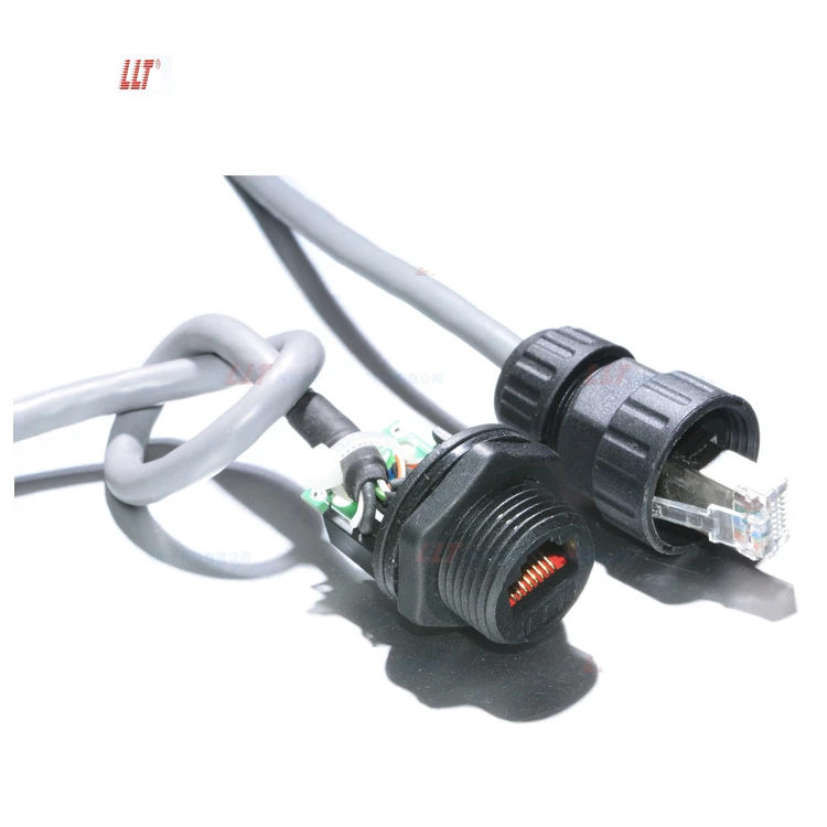 LLT Connector M19 RJ45 Panel Mount Connector with Cable