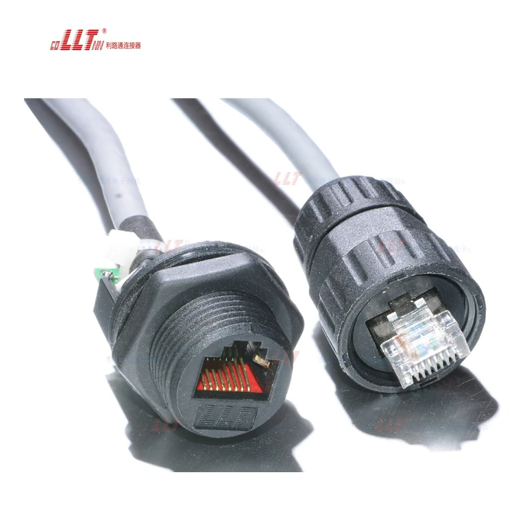 LLT Connector M19 RJ45 Panel Mount Connector with Cable detail 6