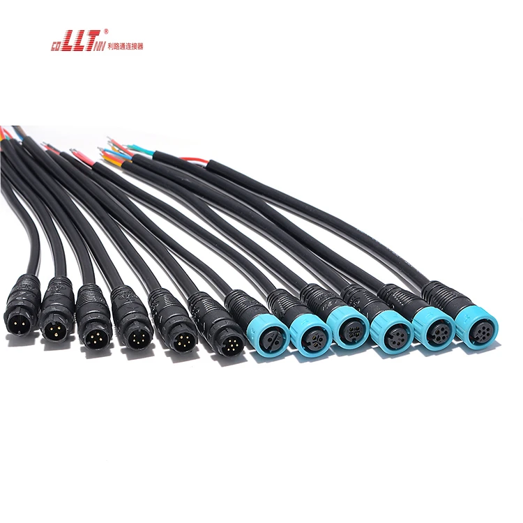 LLT M12 6pin Audio plug CCTV Cable Ip67 Quick Disconnect Cable Connector detail 3