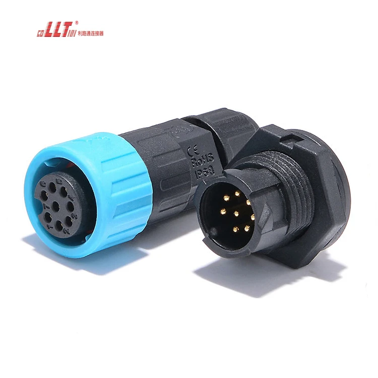 LLT 8pin M16 Assembly Automotive Plastic Rear Panel Mount Waterproof Connector Ip68
