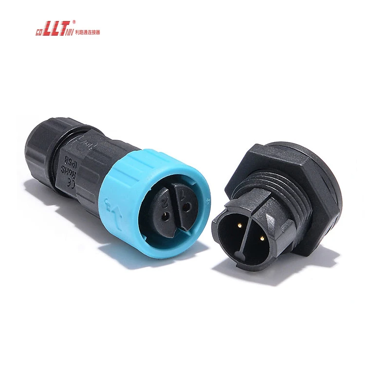LLT Electrical IP68 Waterproof Power 2pin M16 Push Lock Panel Mount Connector detail 2