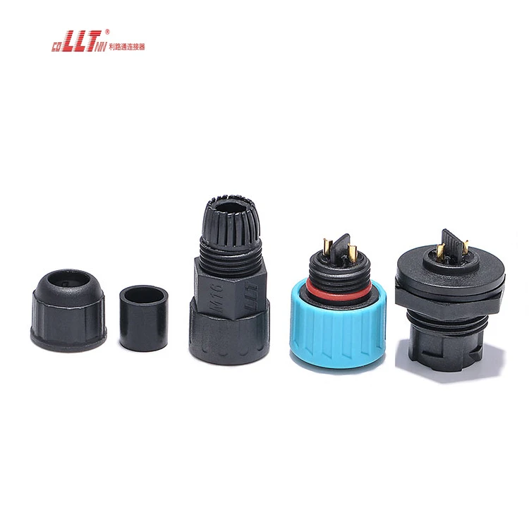 LLT Electrical IP68 Waterproof Power 2pin M16 Push Lock Panel Mount Connector detail 3