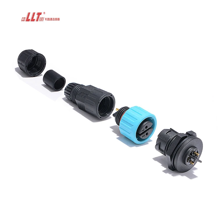 LLT Electrical IP68 Waterproof Power 2pin M16 Push Lock Panel Mount Connector detail 4