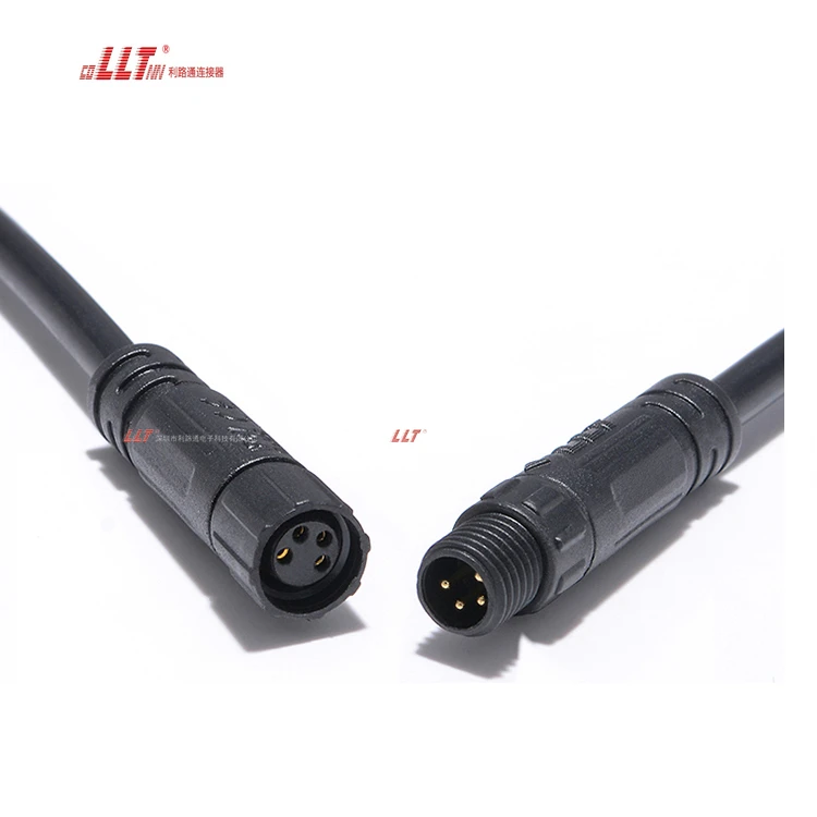 LLT Corrosion Resistance 4pin Screw Ebike Electrical Waterproof Battery Cable Connector M8 detail 2
