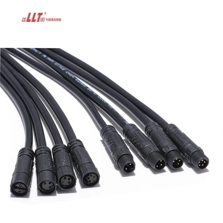 LLT Corrosion Resistance 4pin Screw Ebike Electrical Waterproof Battery Cable Connector M8 detail 5