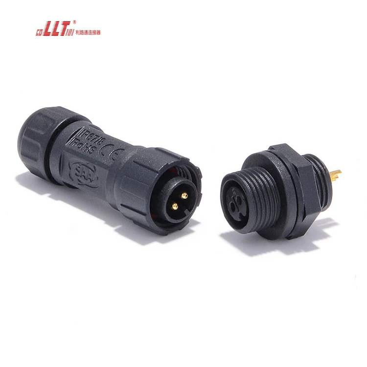 LLT Ip68 2 Pin Waterproof M12 Manufacture Cable Electric Wire Panel Mount Connector thumbnail