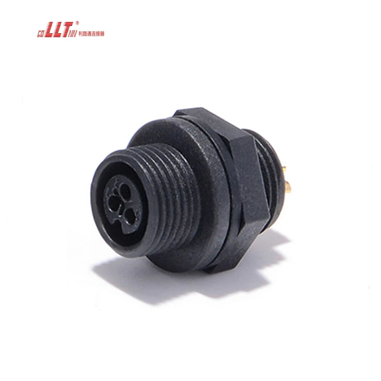 LLT M12 3pin rear panel female outdoor electrical Data panel connector detail 2