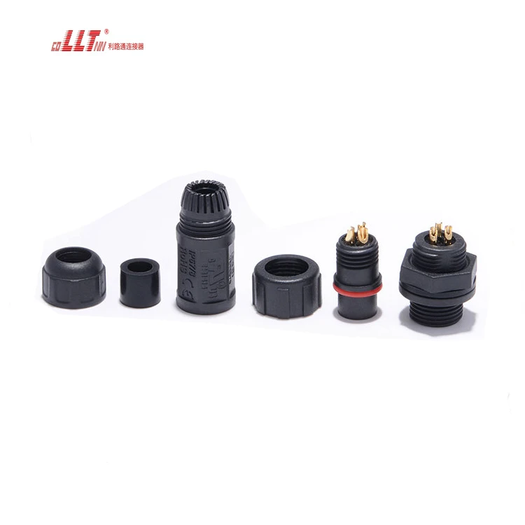 LLT M12 3pin rear panel female outdoor electrical Data panel connector detail 3
