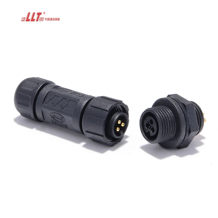 LLT M12 3pin rear panel female outdoor electrical Data panel connector detail 4