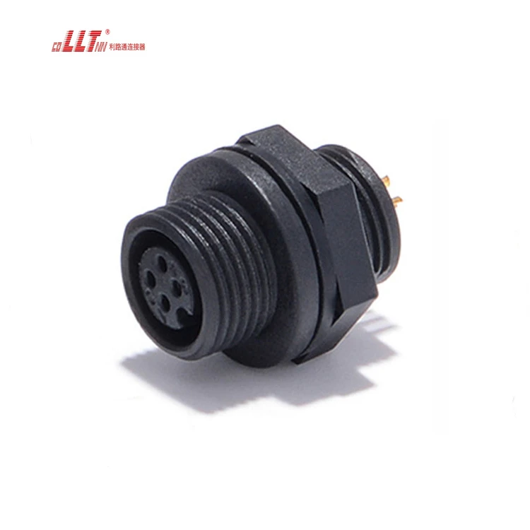 LLT Connector 4pin M12 Electrical Light IP68 Waterproof Power Female Panel Watertight Connector detail 2