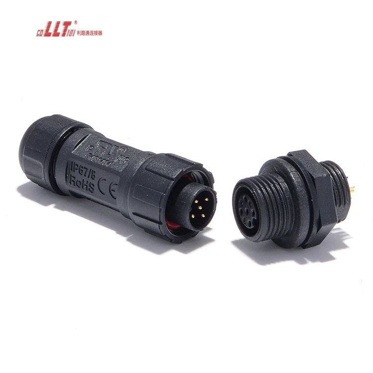 LLT Electric 5pin Female Panel Low Voltage Electric IP68 M12 Connector