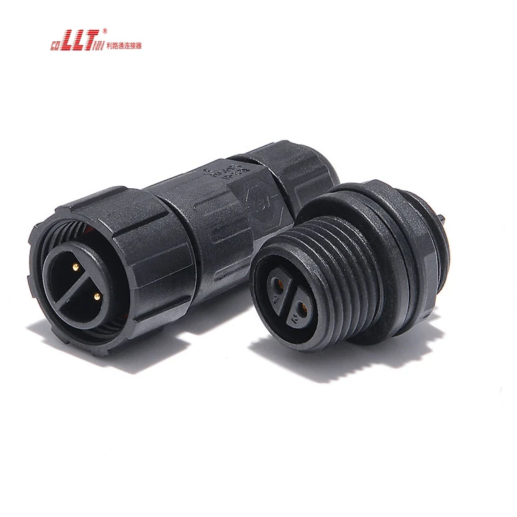 LLT 2pin M16 rear female panel screw terminal wire assembly Led connector detail 2