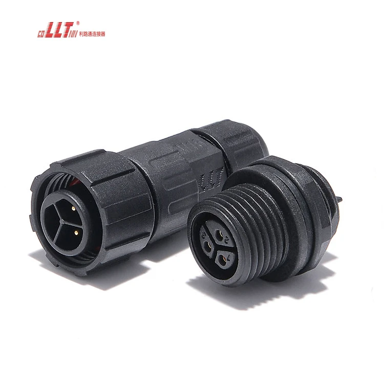 LLT Factory M16 Led Light Electrical Assembly IP68 Waterproof 3pin Female Panel Mount Connector detail 2