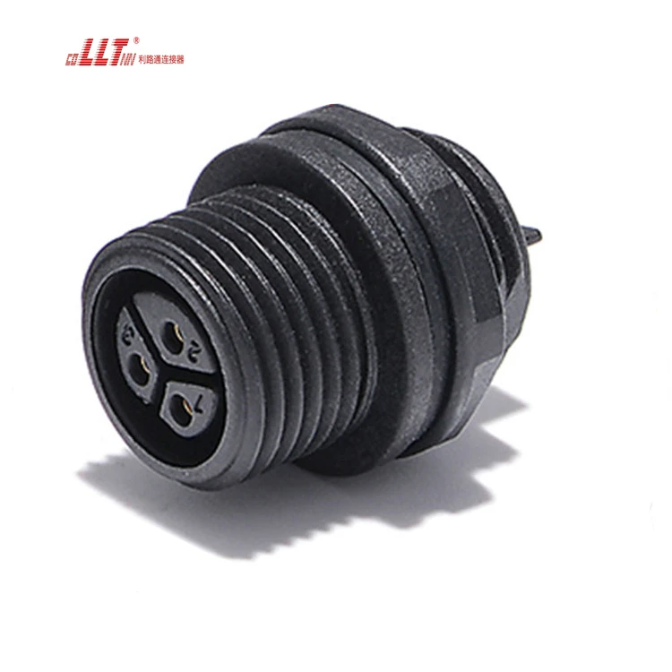 LLT Factory M16 Led Light Electrical Assembly IP68 Waterproof 3pin Female Panel Mount Connector detail 5