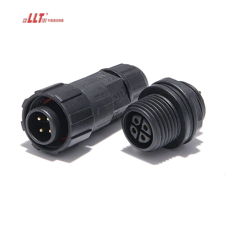 LLT M16 IP68 Waterproof 15A 4 Pin Screw Lock Outdoor Power Female Male Panel Mount Connector detail 2