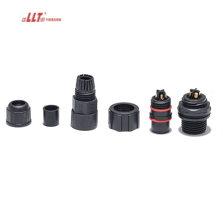 LLT M16 IP68 Waterproof 15A 4 Pin Screw Lock Outdoor Power Female Male Panel Mount Connector detail 3