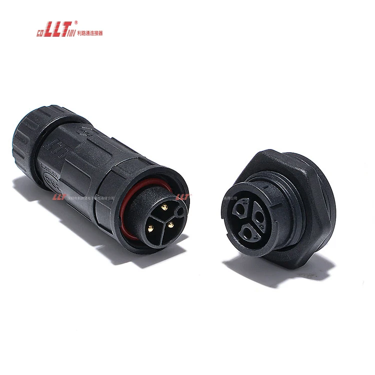 LLT Connector 3pin female panel mount M19 led light outdoor waterproof socket detail 2