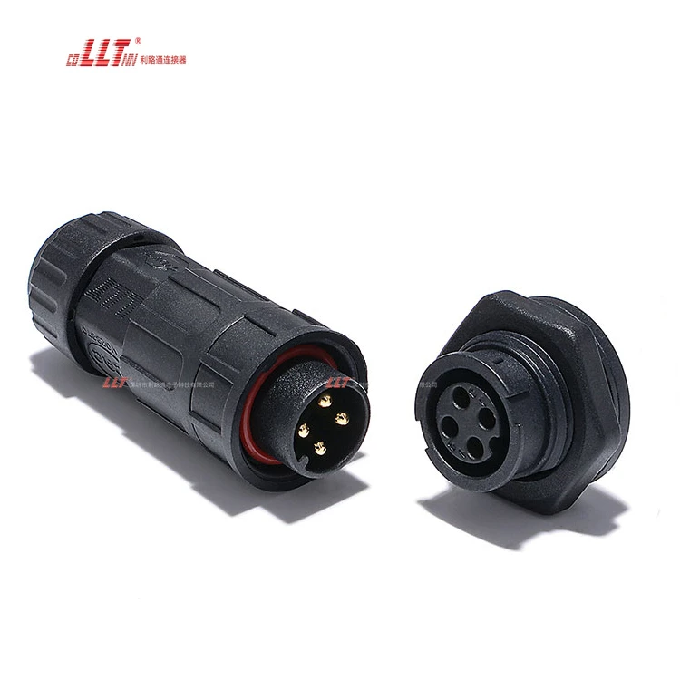 LLT M19 4pin Female Bulkhead IP68 Waterproof Female Panel Mount Led Cable Connector detail 2