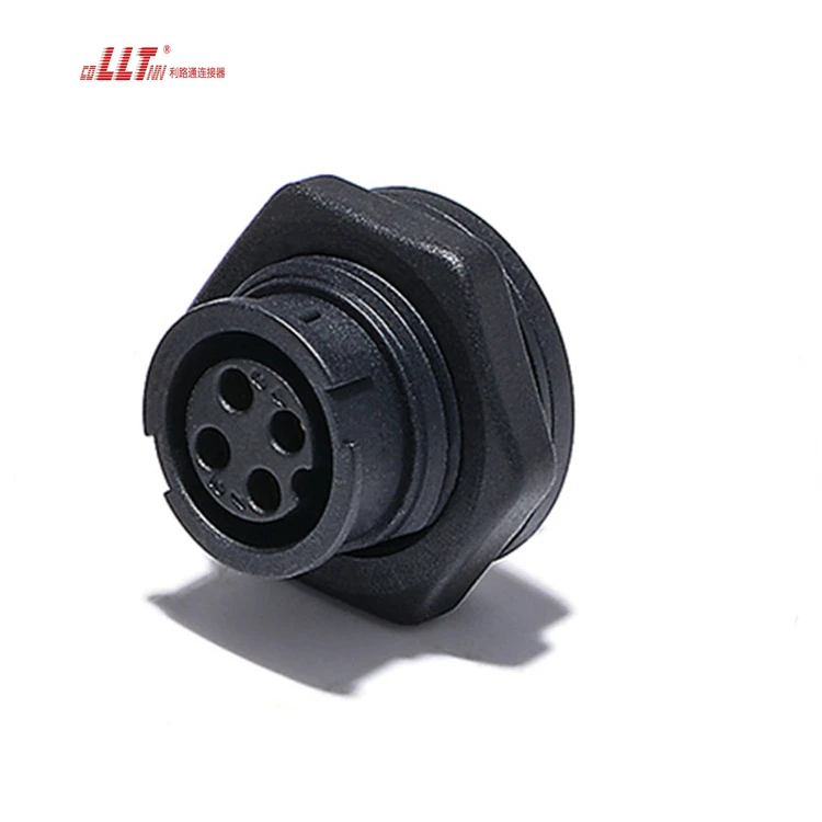 LLT M19 4pin Female Bulkhead IP68 Waterproof Female Panel Mount Led Cable Connector detail 5