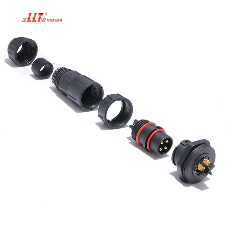 LLT M19 4pin Female Bulkhead IP68 Waterproof Female Panel Mount Led Cable Connector detail 6