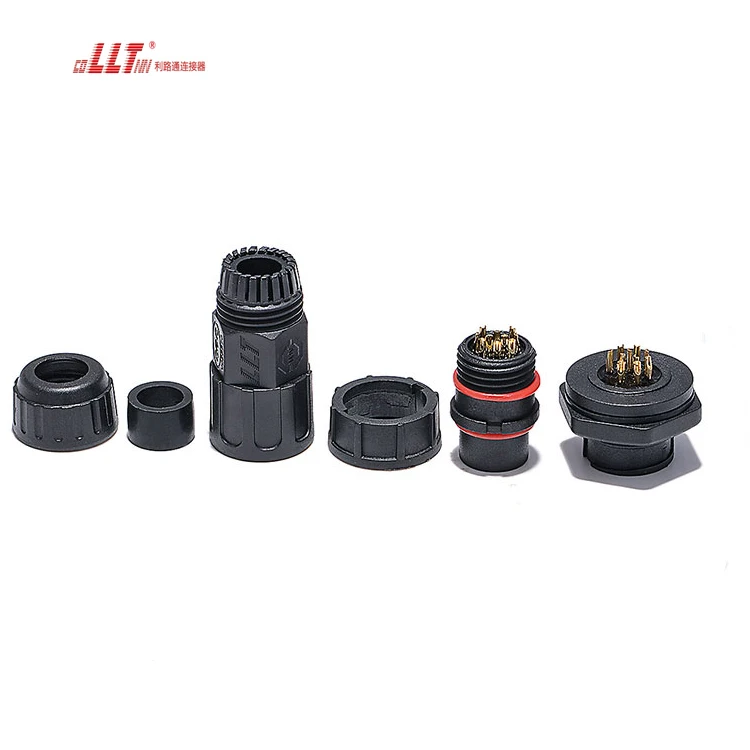 LLT multi pin 10pin female panel mount quick lock 5A ampere signal data socket detail 3