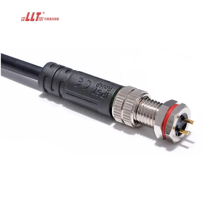 LLT M8 2pin metal front panel signal data cableconnector detail 2