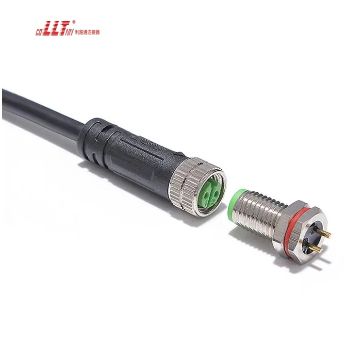LLT M8 2pin metal front panel signal data cableconnector detail 3