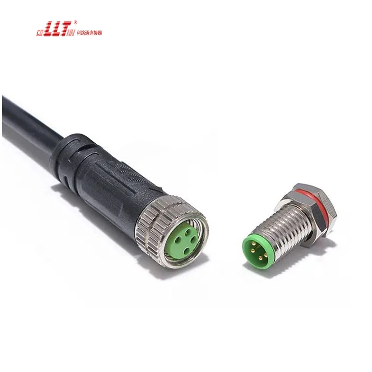 LLT Customized Cable M8 4 Core Metal Socket Wire Male Female Docking Waterproof Connector thumbnail