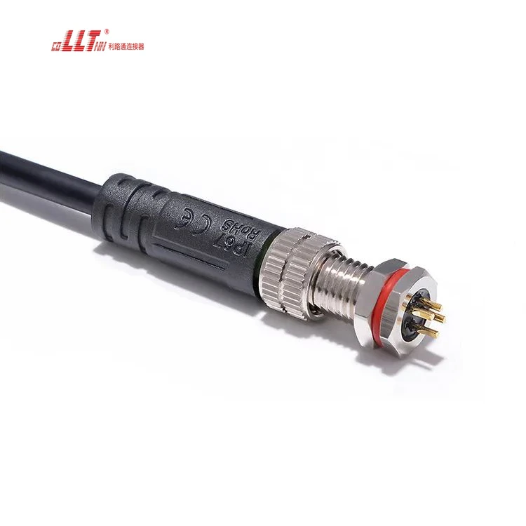 LLT Customized Cable M8 4 Core Metal Socket Wire Male Female Docking Waterproof Connector detail 2