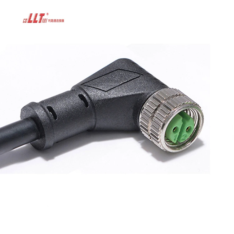 2pin M8 Right Angle Cable Metal Wire to Board Electrical Panel Cable Watertight Connector detail 5