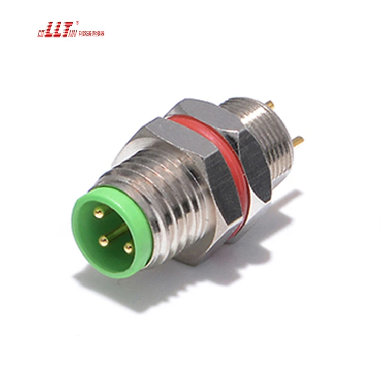 LLT 3pin M8 right angle male panel electrical cable connector detail 6
